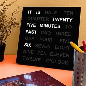 LED Word Desk and Wall Clock - Powered by AC Adapter -11" X 11" X 1.1"- US Plug